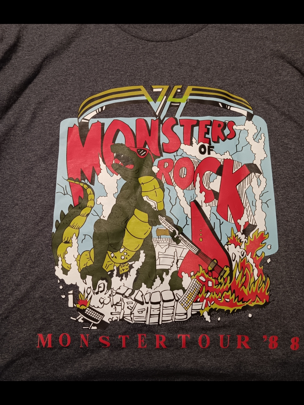 Monsters Of Rock Van Halen Band Gray T-Shirt Reprint "NOT OLD" Men's Size Large